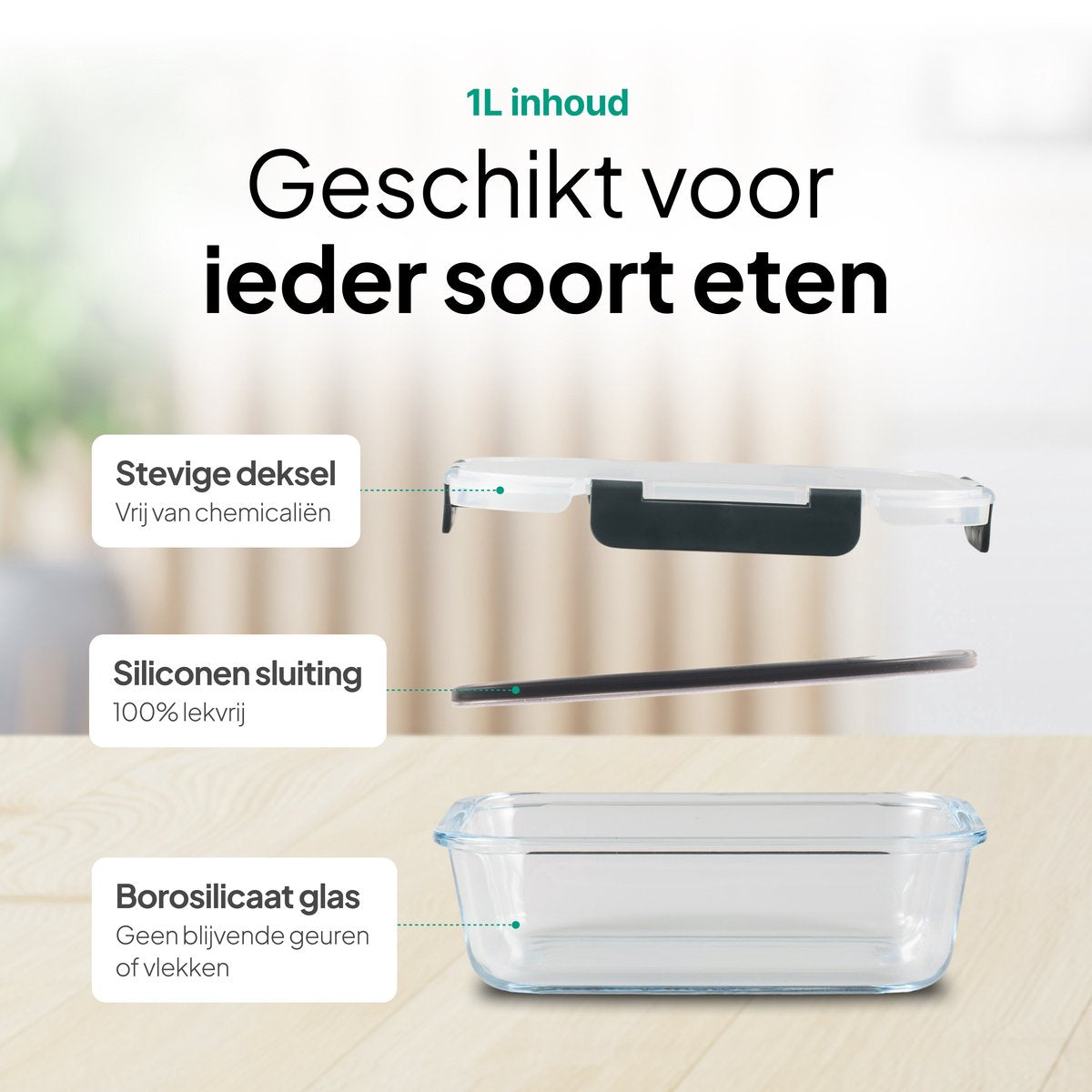 Vershoudbakjes Glas - 6 stuks - Meal Prep Bakjes - Diepvriesbakjes - 1040ml