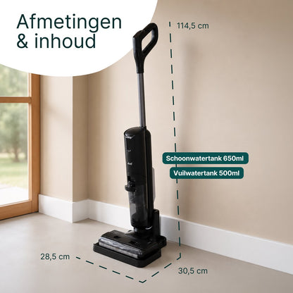 Vloerreiniger 2-in-1 - Nat- en Droog Steelstofzuiger - Met Dweilfunctie - Elektrische Dweil - Zelfreinigend