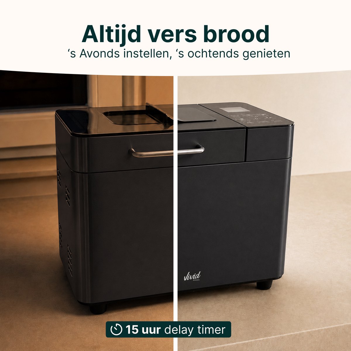Broodbakmachine - Warmhoudfunctie & Timer - 18 programma's - 500/1000 gram - PFAS vrij - Glutenvrij programma - Broodmachine - 600W - Zwart