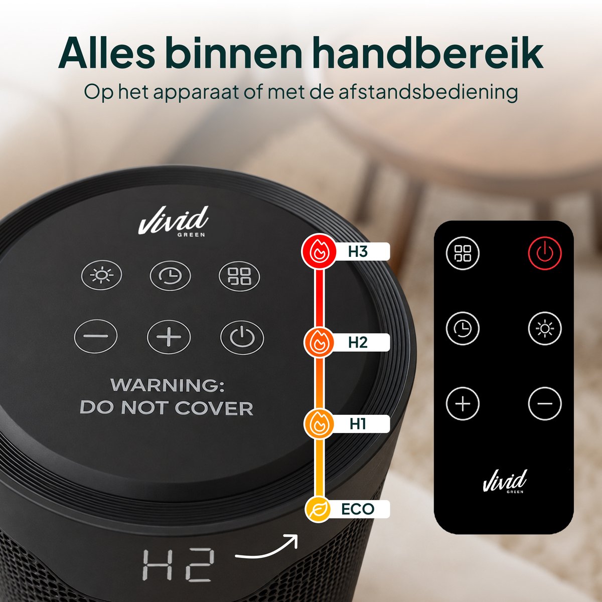 Keramische Elektrische Kachel 1500W - Ventilatorkachel - ECO-modus - Timer - Afstandsbediening - Zwart