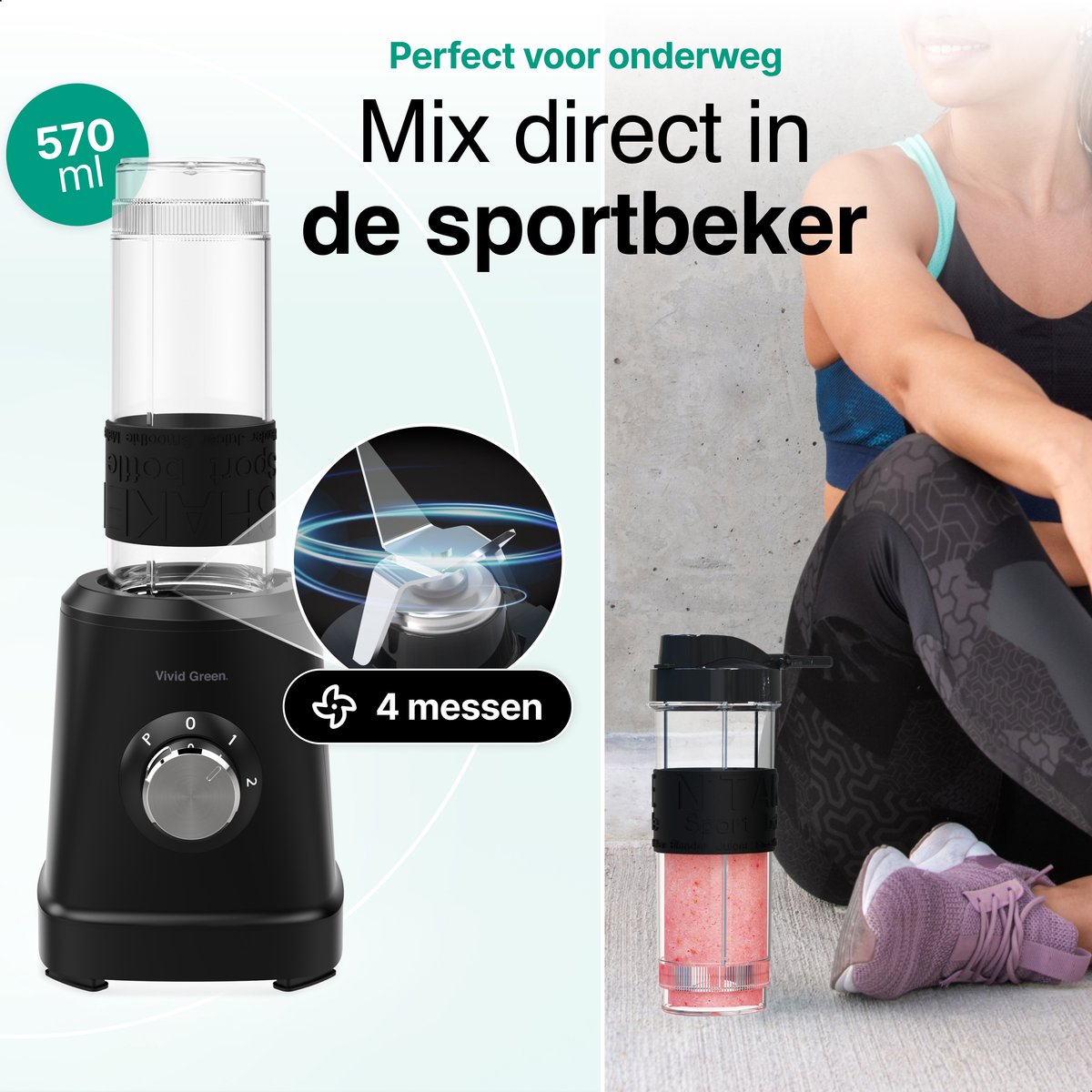Blender 1000W - 1.5L - Smoothie Maker - Inclusief beker