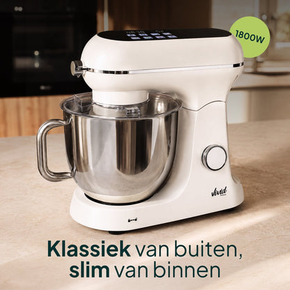 Luxe Keukenmixer - 7L Mengkom met Verwarmde Bodem - Rijsfunctie - Touchscreen & Timer - Vaatwasserbestendig - Keukenmachine - Keukenrobot - Crème