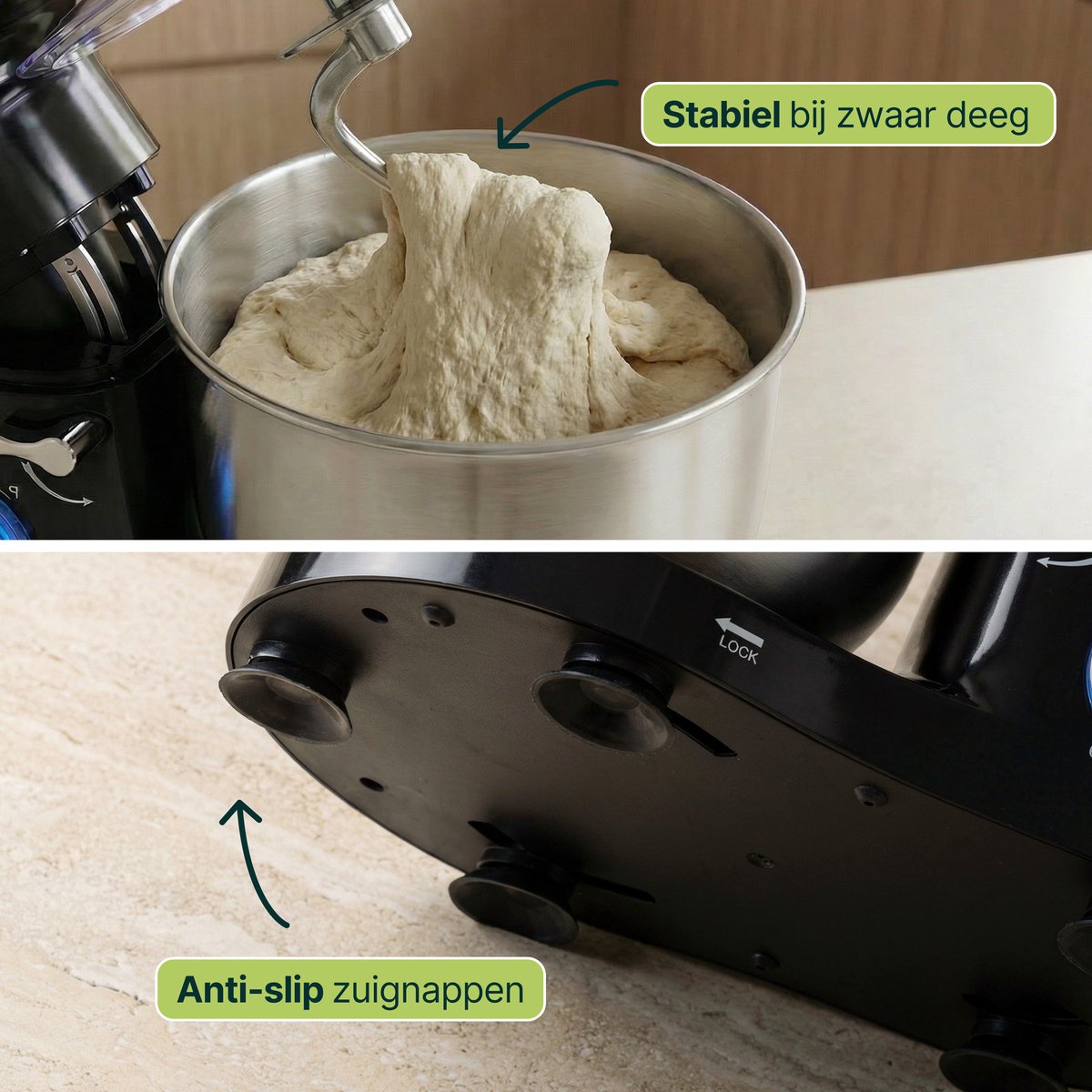 1500W Keukenmachine - Keukenrobot - 5L - Keukenmixer - Mixer met Mengkom - Rood