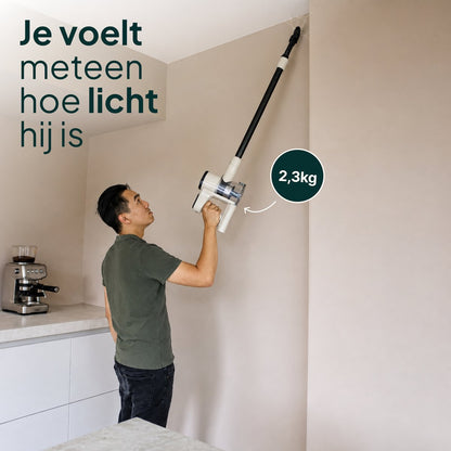 Draadloze Steelstofzuiger 150W - Kruimelzuiger - 40 Min Accuduur - LED Verlichting - HEPA Filter - Crème