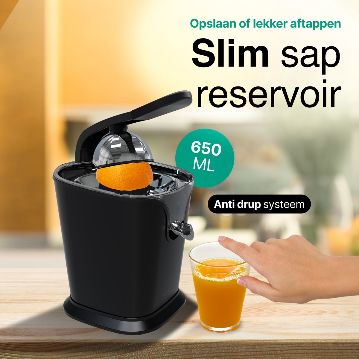 Elektrische Citruspers met Instelbaar Pulpfilter - 160W - 650ml