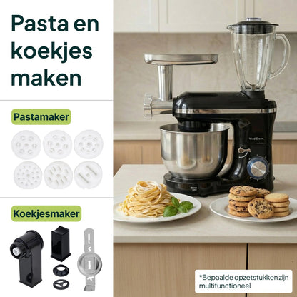 2000W Keukenmixer - 6.2L - Keukenmachine - Keukenrobot - Zwart