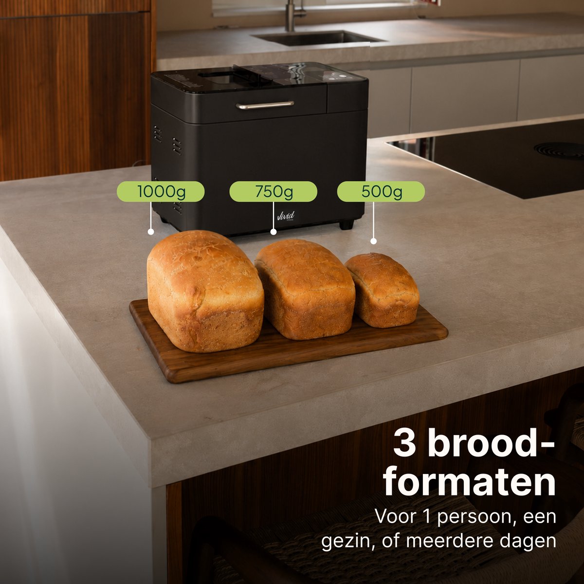 Broodbakmachine - Warmhoudfunctie & Timer - 18 programma's - 500/1000 gram - PFAS vrij - Glutenvrij programma - Broodmachine - 600W - Zwart