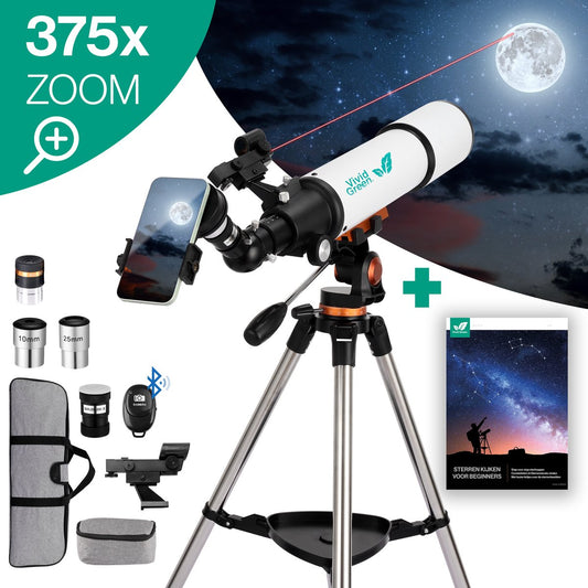 Telescoop complete set - 375x zoom - Sterrenkijker - Geschikt voor kinderen en volwassenen - Wit