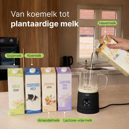 Melkopschuimer Glas - PFAS-vrij - 4-in-1 Melkschuimer - Elektrische Melkklopper