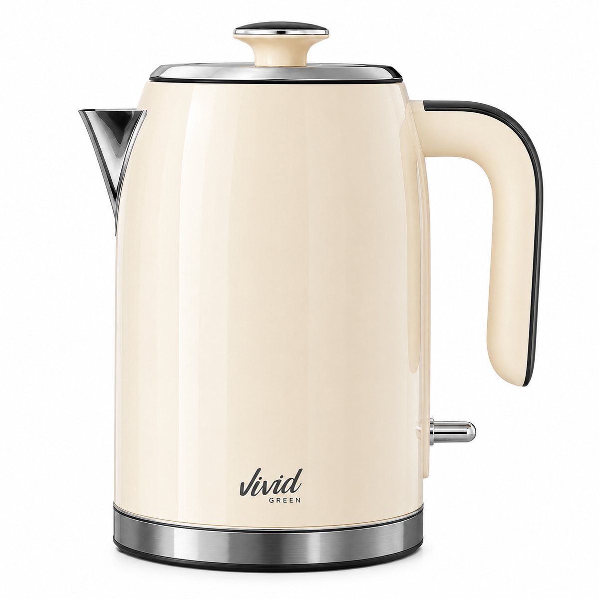 Luxe Waterkoker 1.7L - Retro Design - 2200W - BPA-vrij - 360° - RVS - Creme