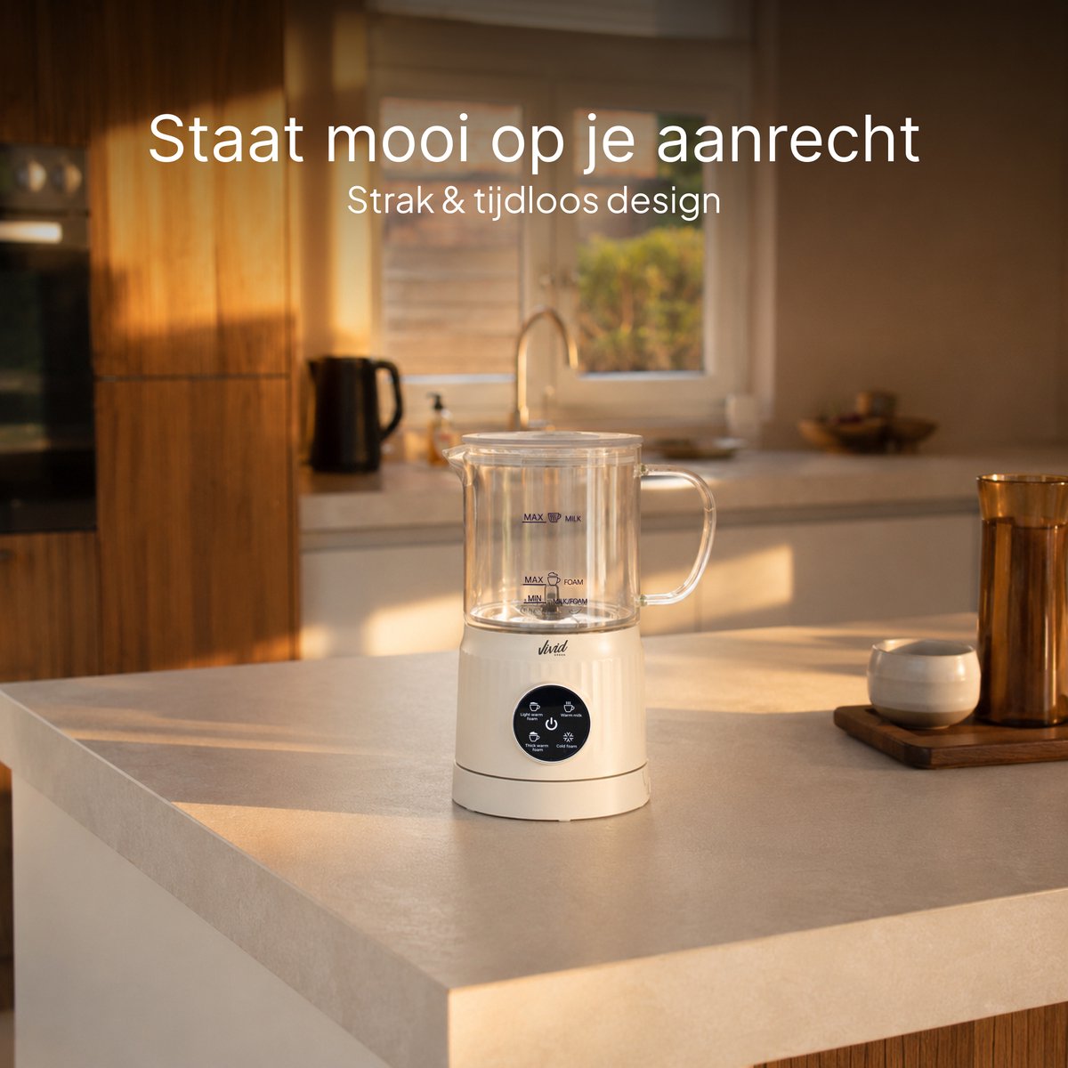 Melkopschuimer Glas - PFAS-vrij - 4-in-1 Melkschuimer - Elektrische Melkklopper - Creme