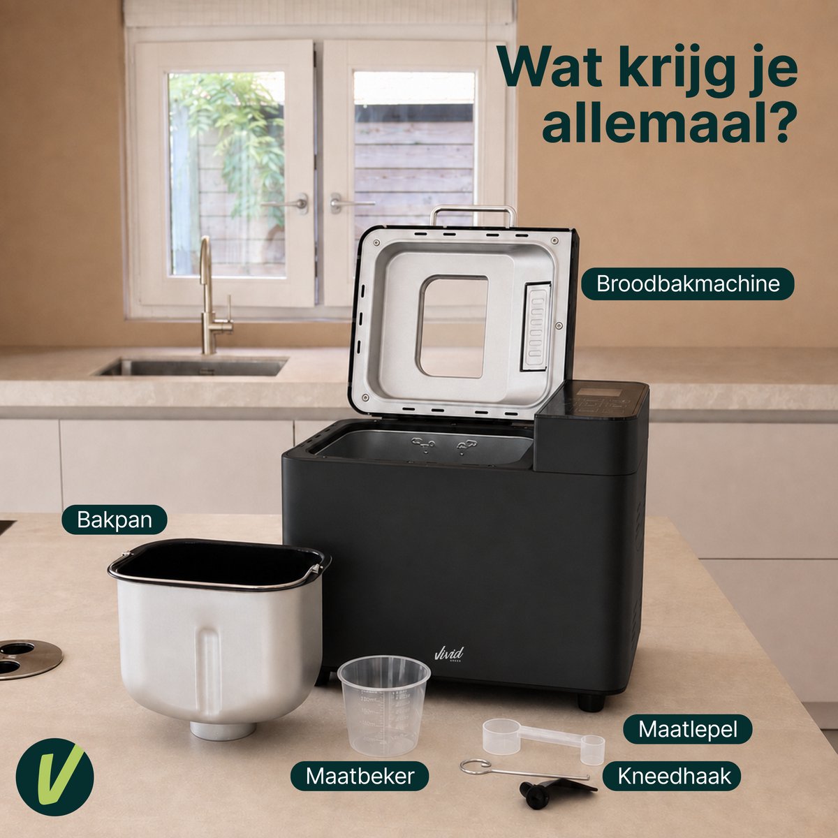 Broodbakmachine - Warmhoudfunctie & Timer - 18 programma's - 500/1000 gram - PFAS vrij - Glutenvrij programma - Broodmachine - 600W - Zwart
