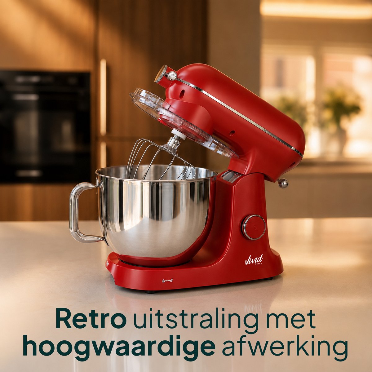 Luxe Keukenmixer - 7L Mengkom met Verwarmde Bodem - Rijsfunctie - Touchscreen & Timer - Vaatwasserbestendig - Keukenmachine - Keukenrobot - Rood