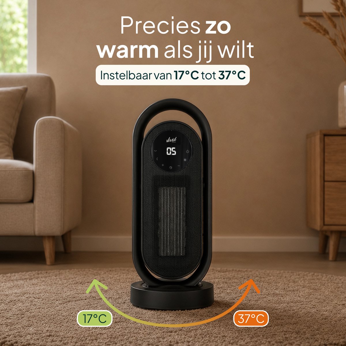 Elektrische Kachel 2000W - Keramische Kachel - 3 Warmtestanden - ECO-stand - Timer & Afstandsbediening