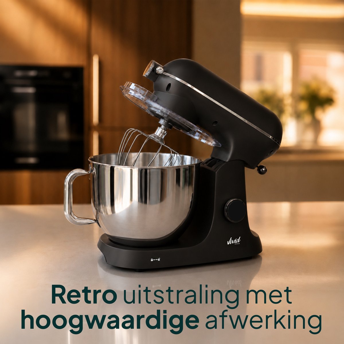 Luxe Keukenmixer - 7L Mengkom met Verwarmde Bodem - Rijsfunctie - Touchscreen & Timer - Vaatwasserbestendig - Keukenmachine - Keukenrobot - Zwart