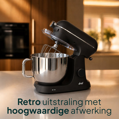 Luxe Keukenmixer - 7L Mengkom met Verwarmde Bodem - Rijsfunctie - Touchscreen & Timer - Vaatwasserbestendig - Keukenmachine - Keukenrobot - Zwart
