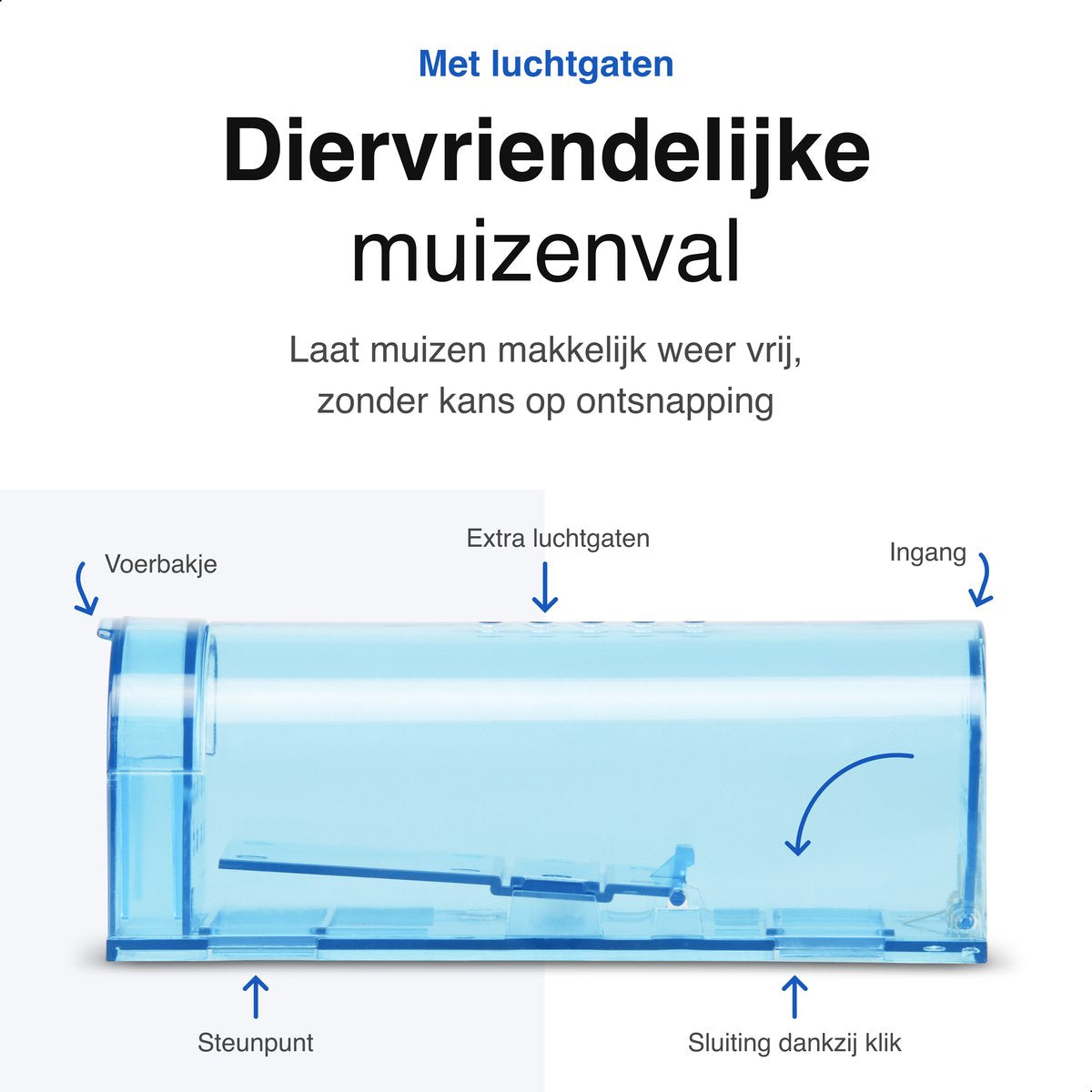2-Pack Diervriendelijke muizenval voor binnen & buiten - Blauw