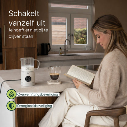 Melkopschuimer Glas - PFAS-vrij - 4-in-1 Melkschuimer - Elektrische Melkklopper - Creme