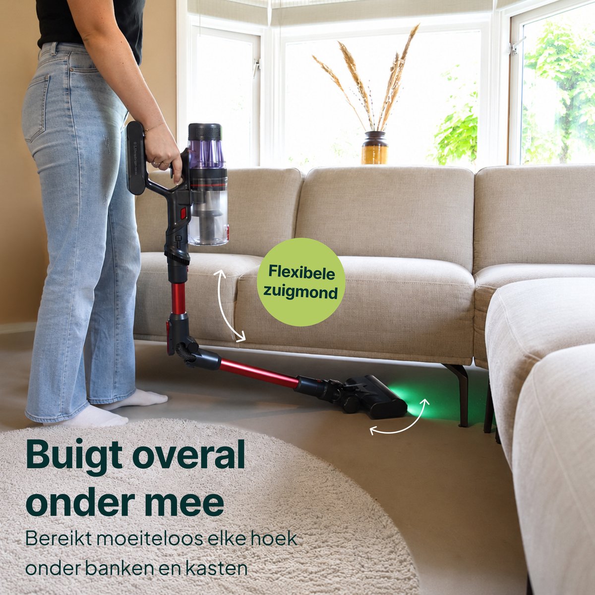 500W Steelstofzuiger - Met Dweilfunctie - Kruimelzuiger - Flexibele Stang - Stofzuiger 32kPa Zuigkracht