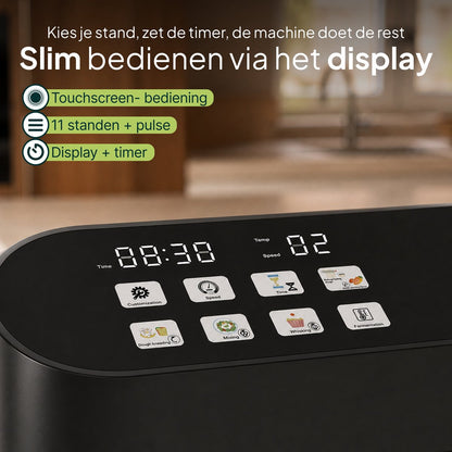 Luxe Keukenmixer - 7L Mengkom met Verwarmde Bodem - Rijsfunctie - Touchscreen & Timer - Vaatwasserbestendig - Keukenmachine - Keukenrobot - Zwart
