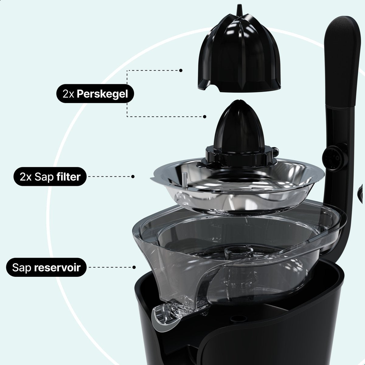 Elektrische Citruspers met Instelbaar Pulpfilter - 160W - 650ml