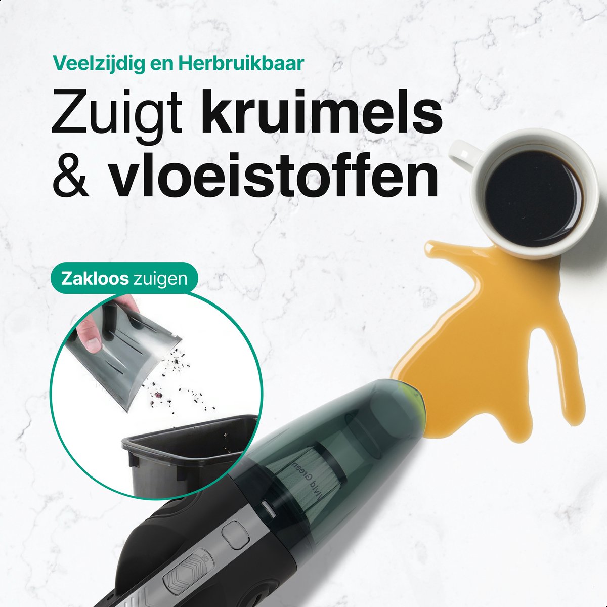 Kruimelzuiger Snoerloos -  5 opzetstukken