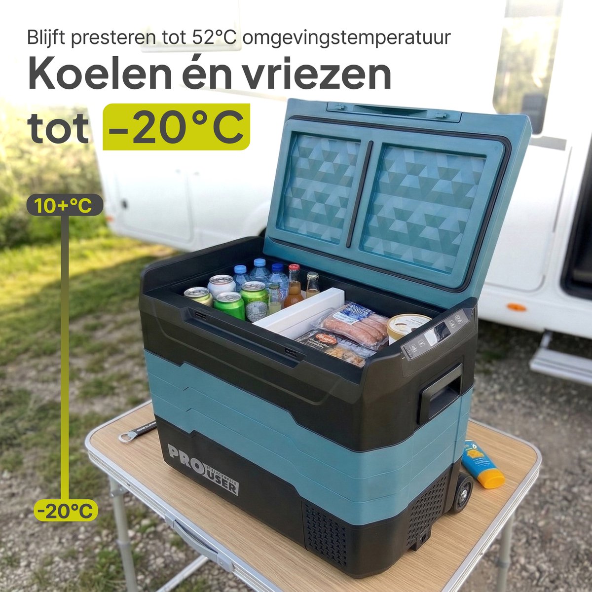 Compressor Koelbox 50L - Elektrische Camping Koelkast - Dual Zone - Koel- & Vriesbox - 12V/24V/230V - Pro-User CoolX 50