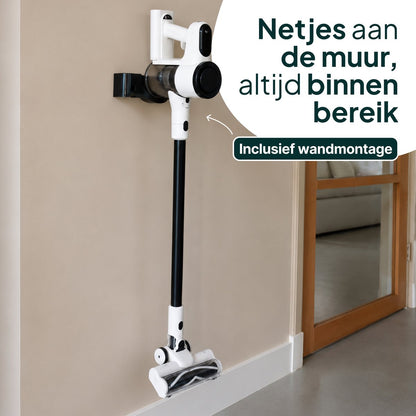 Draadloze Steelstofzuiger 150W - Kruimelzuiger - 40 Min Accuduur - LED Verlichting - HEPA Filter - Crème