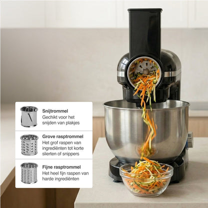2000W Keukenmixer - 6.2L - Keukenmachine - Keukenrobot - Zwart