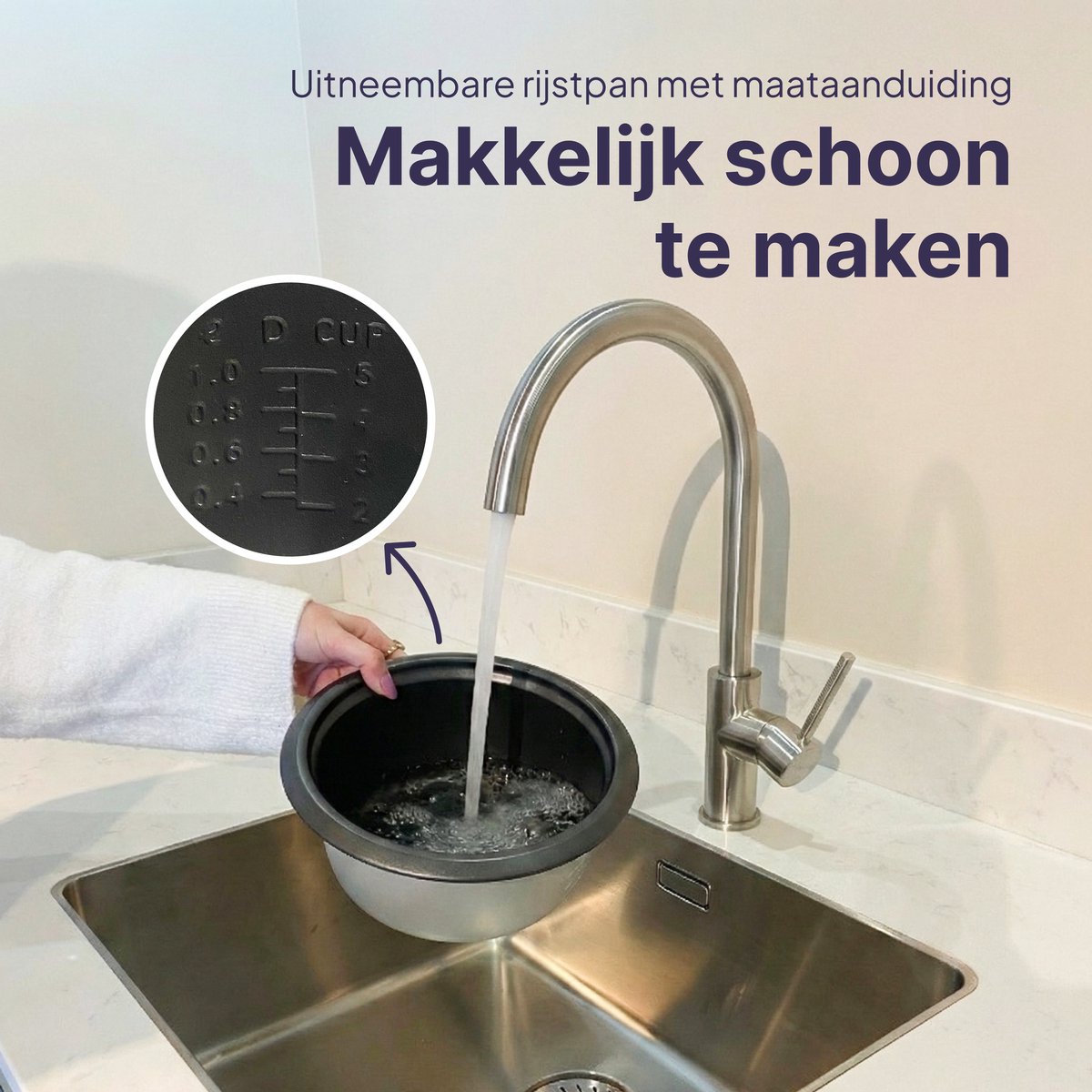 Rijstkoker met Stoommand - 1.5L - 8 Porties - Antiaanbaklaag