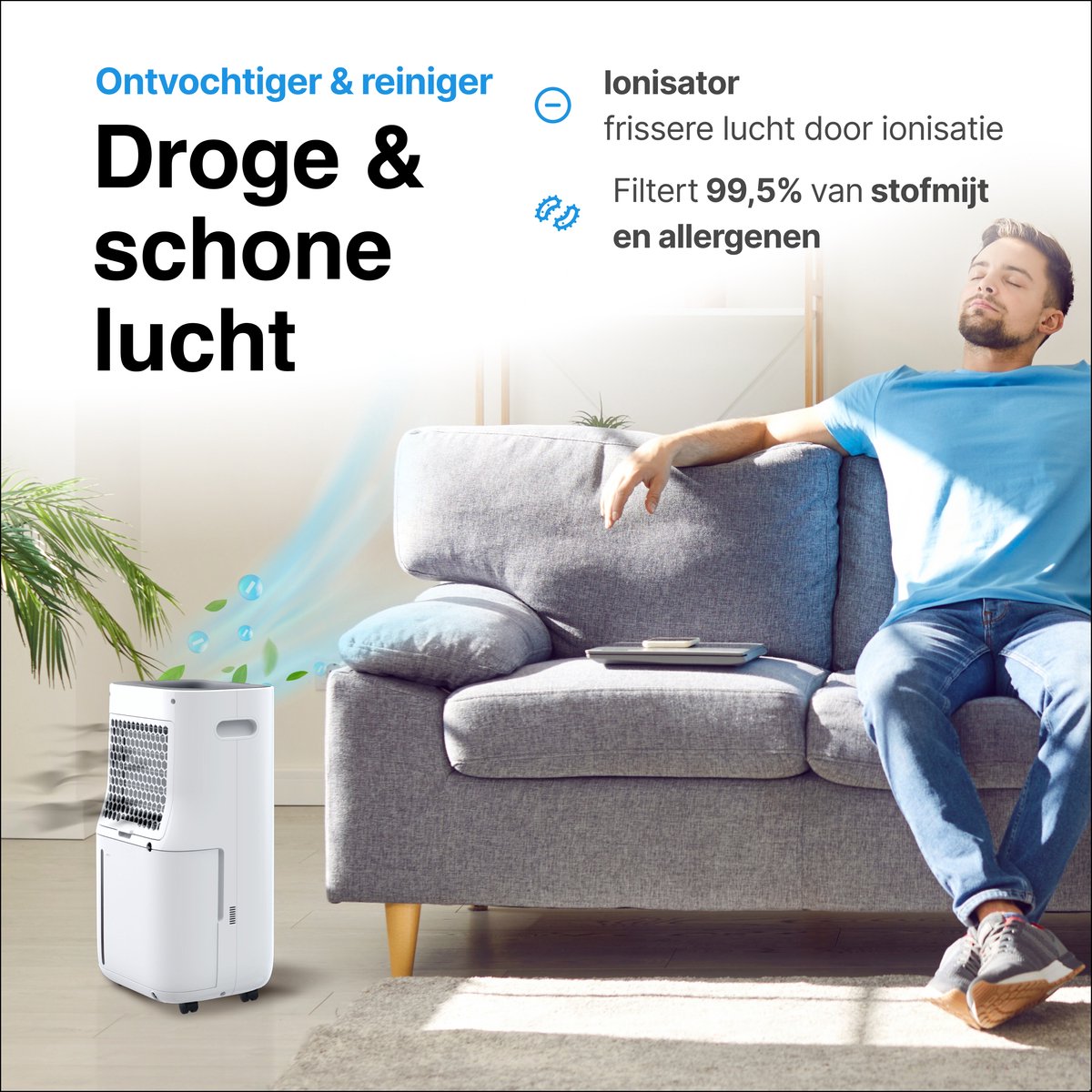 Luchtontvochtiger en Luchtreiniger - 16L - HEPA filter - 240W