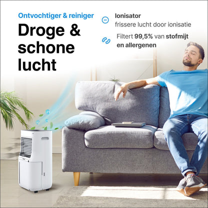 Luchtontvochtiger en Luchtreiniger - 16L - HEPA filter - 240W