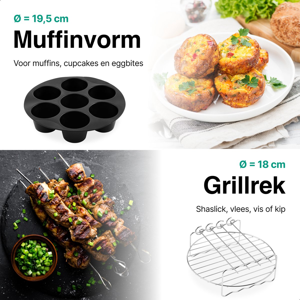 Airfryer Accessoires Complete Set - Ø 20 CM - 8 delig