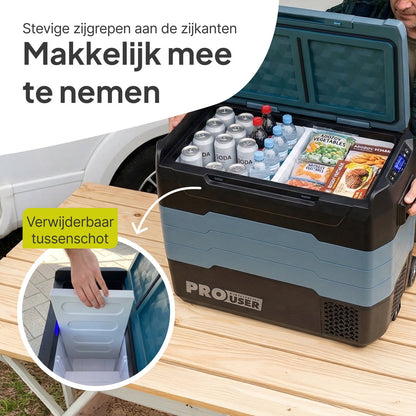 Compressor Koelbox 50L - Elektrische Camping Koelkast - Dual Zone - Koel- & Vriesbox - 12V/24V/230V - Pro-User CoolX 50