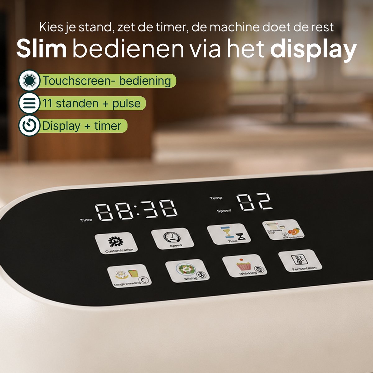 Luxe Keukenmixer - 7L Mengkom met Verwarmde Bodem - Rijsfunctie - Touchscreen & Timer - Vaatwasserbestendig - Keukenmachine - Keukenrobot - Crème