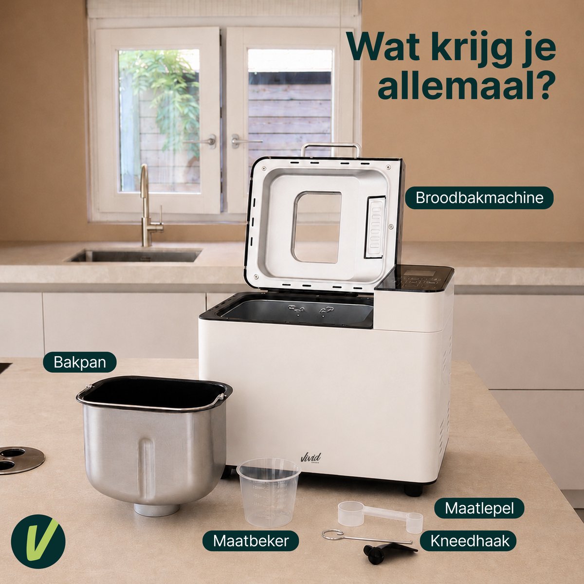 Broodbakmachine - Warmhoudfunctie & Timer - 18 programma's - 500/1000 gram - PFAS vrij - Glutenvrij programma - Broodmachine - 600W - Creme