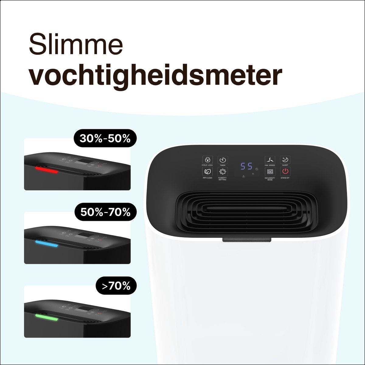 Luchtontvochtiger en Luchtreiniger - 16L - HEPA filter - 240W