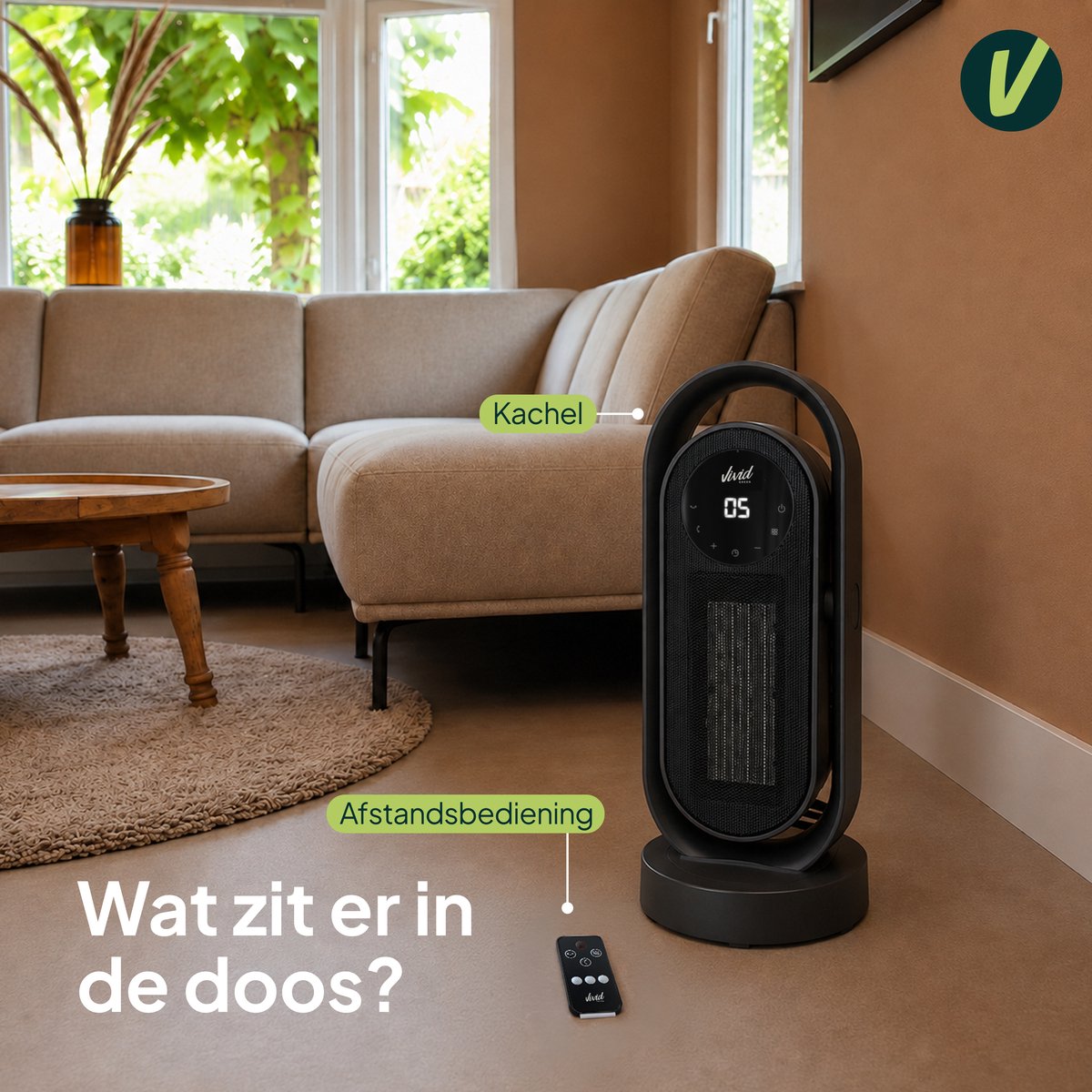 Elektrische Kachel 2000W - Keramische Kachel - 3 Warmtestanden - ECO-stand - Timer & Afstandsbediening