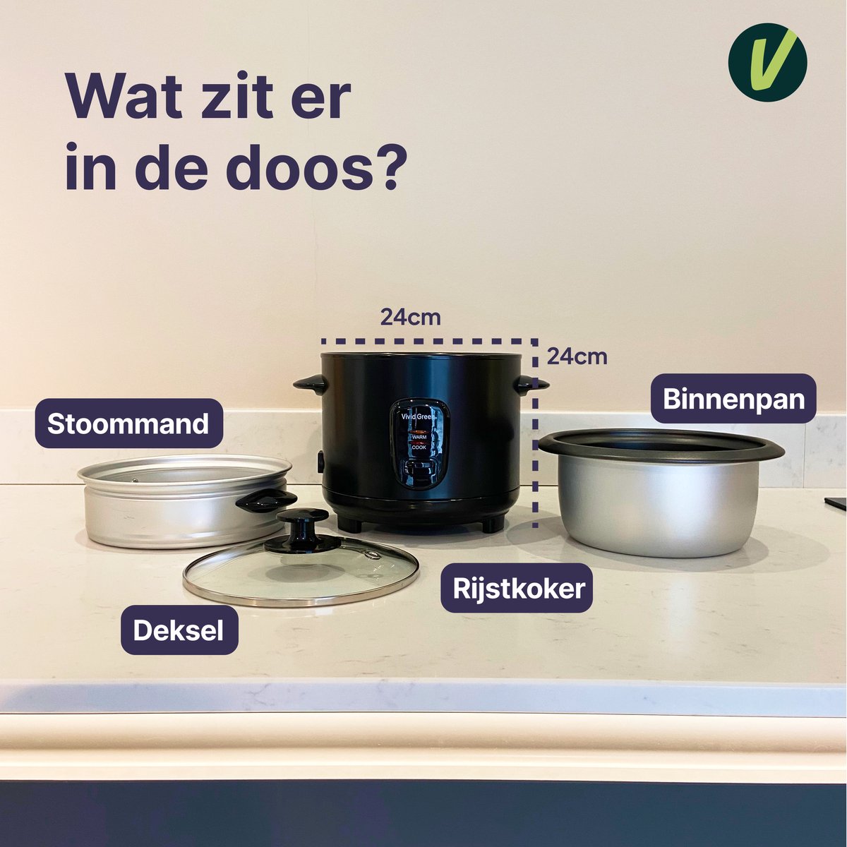 Rijstkoker met Stoommand - 1.5L - 8 Porties - Antiaanbaklaag