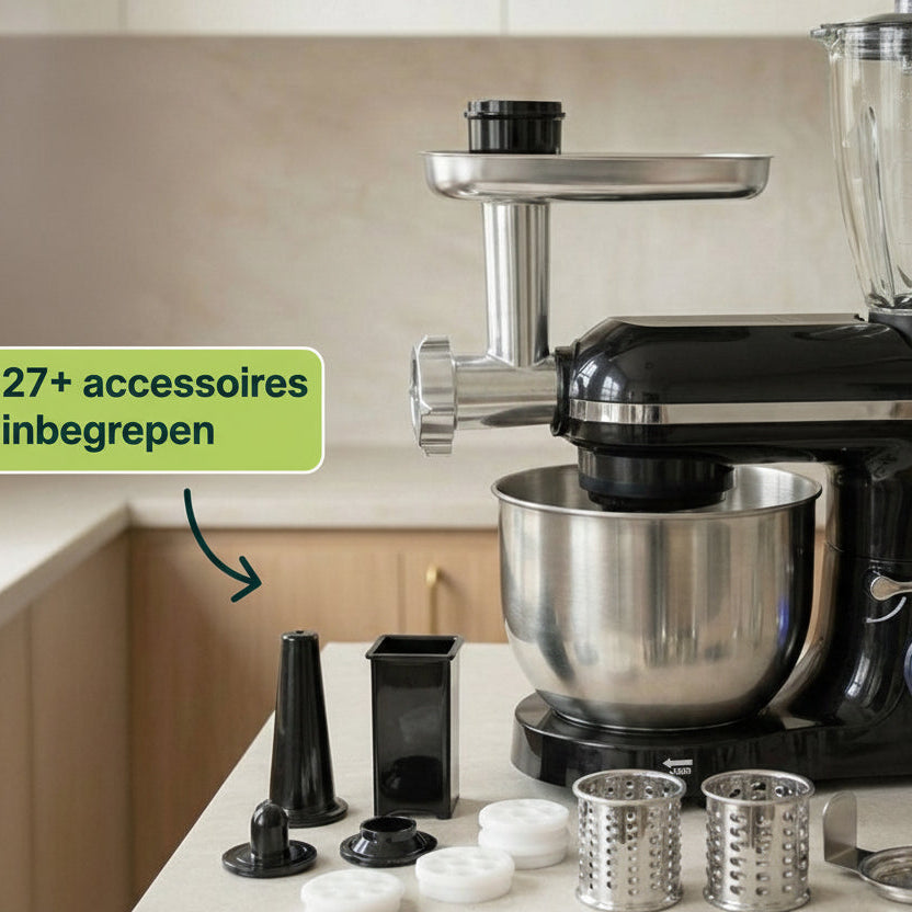 2000W Keukenmixer - 6.2L - Keukenmachine - Keukenrobot - Zwart