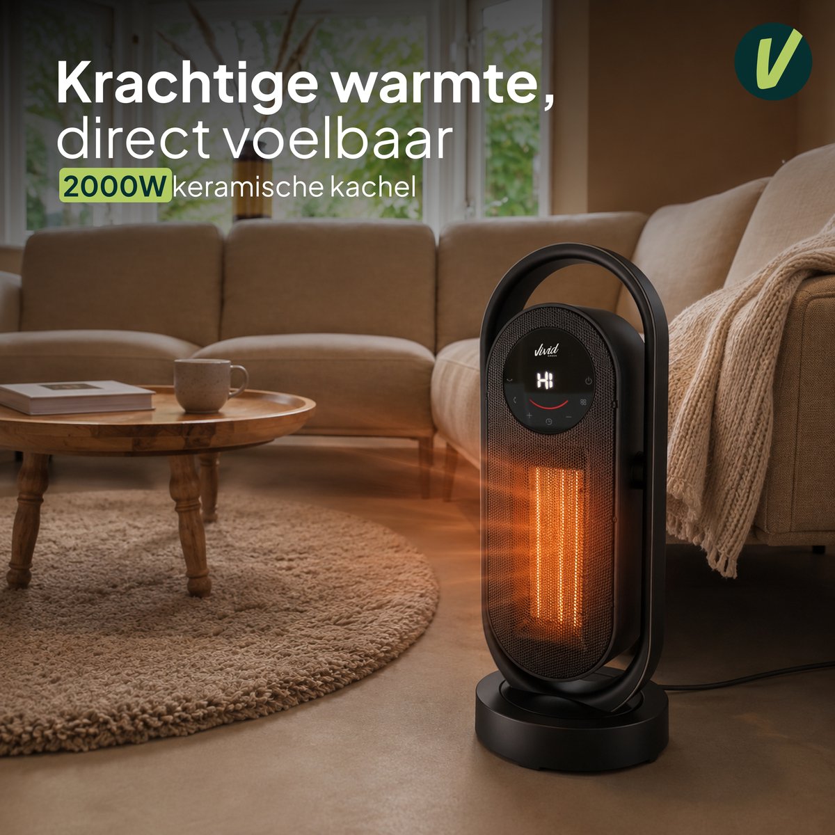 Elektrische Kachel 2000W - Keramische Kachel - 3 Warmtestanden - ECO-stand - Timer & Afstandsbediening