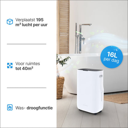 Luchtontvochtiger en Luchtreiniger - 16L - HEPA filter - 240W