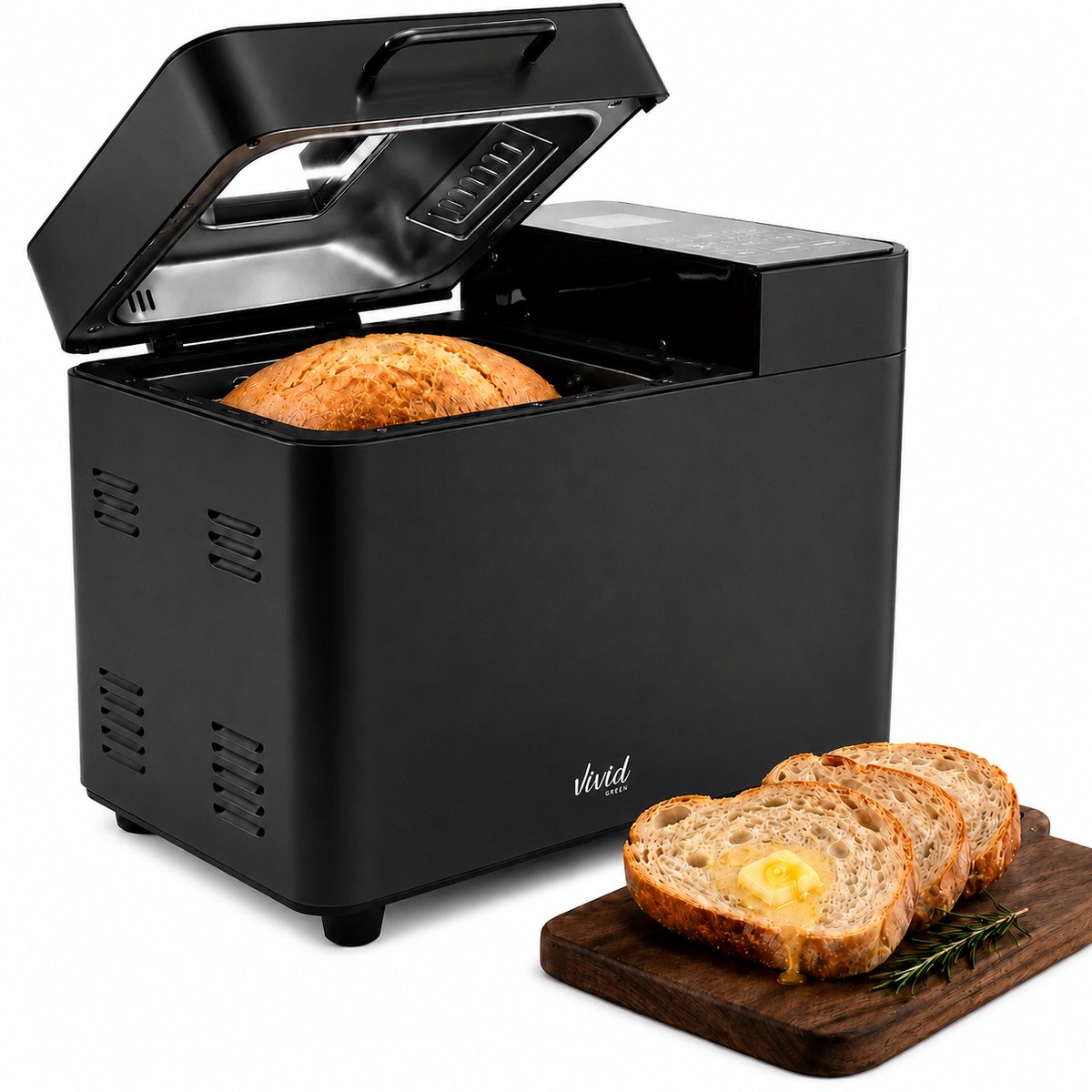 Broodbakmachine - Warmhoudfunctie & Timer - 18 programma's - 500/1000 gram - PFAS vrij - Glutenvrij programma - Broodmachine - 600W - Zwart