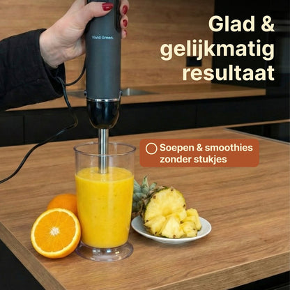 Staafmixer 5-in-1 Set - 1000W - Vaatwasserbestendig - Incl. Hakmolen, garde, melkopschuimer & Maatbeker - 12 Snelheden + Turbofunctie - Zwart