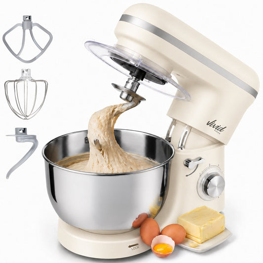 2000W Keukenmixer - Geschikt voor Zwaar Deeg - 6,2L Mengkom - Keukenmachine - Keukenrobot - Crème
