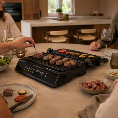 Tosti-ijzer XXL 2200W - PFAS-vrij - 9 Programma’s - Meat Probe - Touchscreen - Zwart