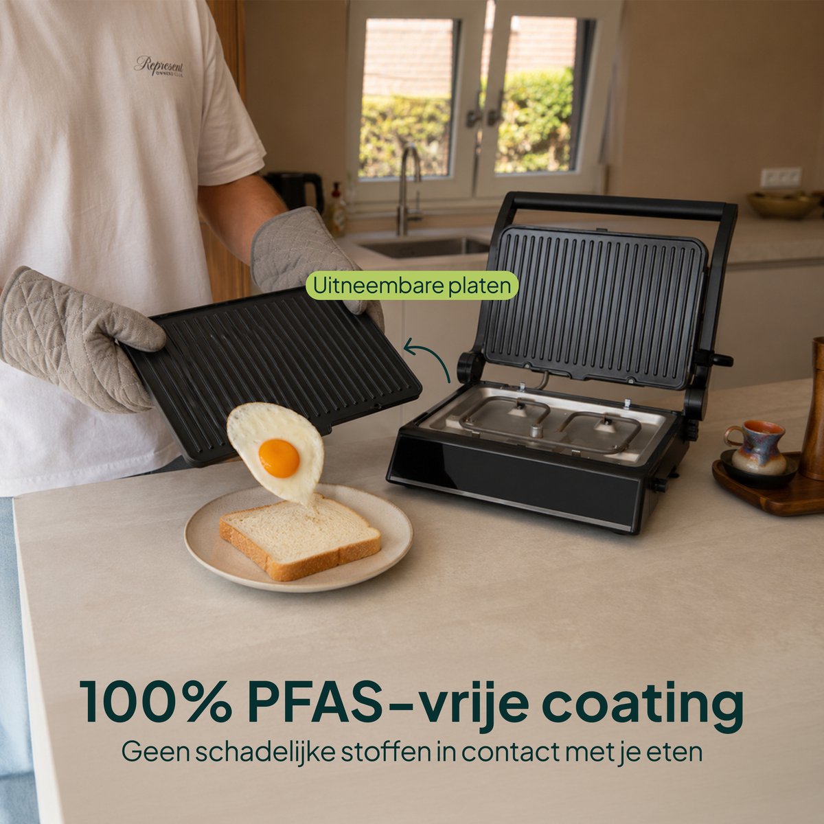Tosti-ijzer XXL 2200W - PFAS-vrij - 9 Programma’s - Meat Probe - Touchscreen - Zwart