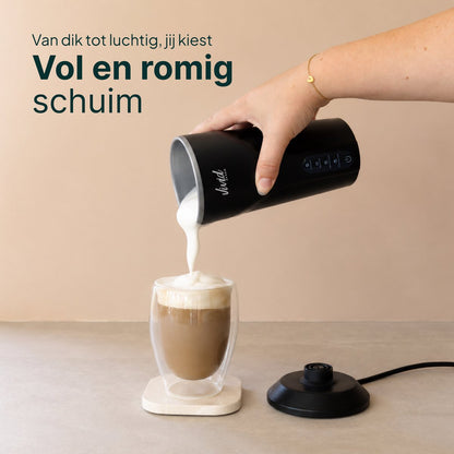 Melkopschuimer - PFAS-vrij - 4-in-1 Melkschuimer - Elektrische Melkklopper - Zwart