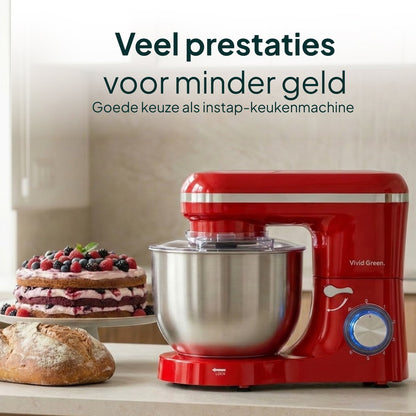 2000W Keukenmachine - Keukenrobot - 6.2L - Keukenmixer - Mixer met Mengkom - Rood