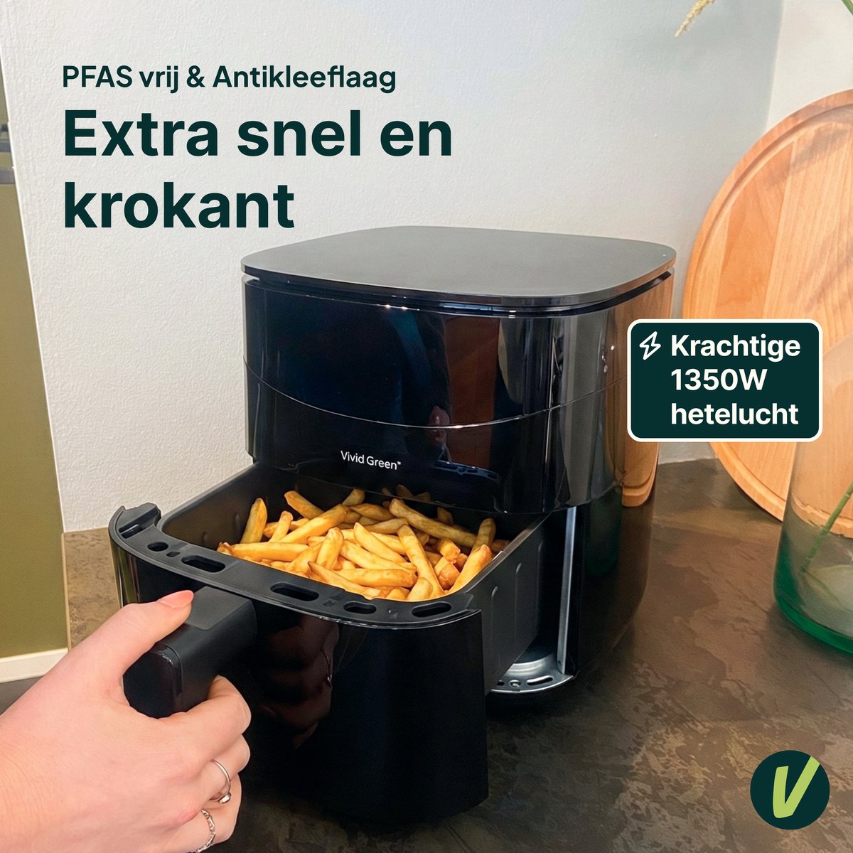 Airfryer 3L – 2 tot 3 Personen – PFAS-vrij – 8 Programma’s
